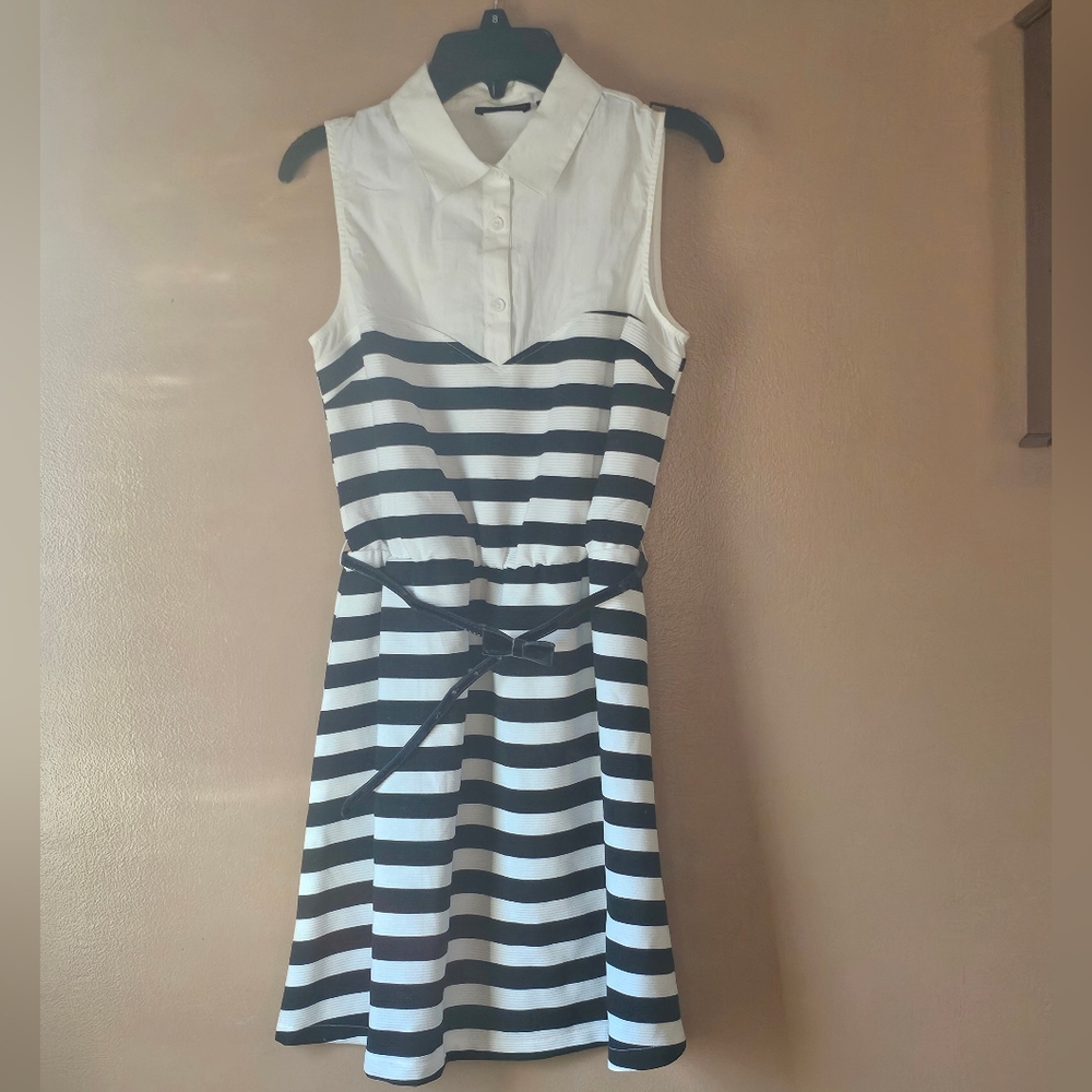 White A-line Dress with Peter Pan Collar for Casual Occasions